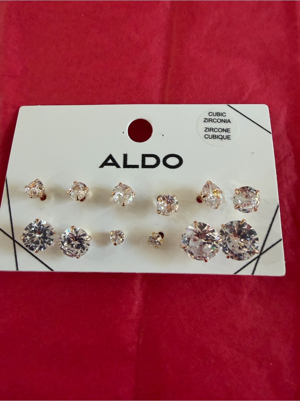 ALDO Gold-Tone Clear Cubic Zirconia Stud Earring Set